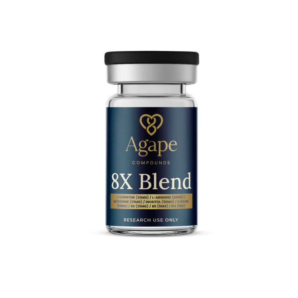 8X Blend L-Carnitine (20mg) / L-Arginine (20mg) / Methonine (25mg) / Inositol (50mg) / Choline (50mg) / B6 (25mg) / B5 (5mg) / B12 (1mg)